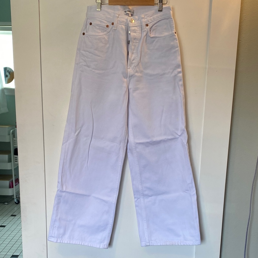 Re/Done White Wide Leg Jeans
